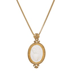 Symbols of Faith 14kt. Gold Dipped Glass Angel Intaglio Necklace