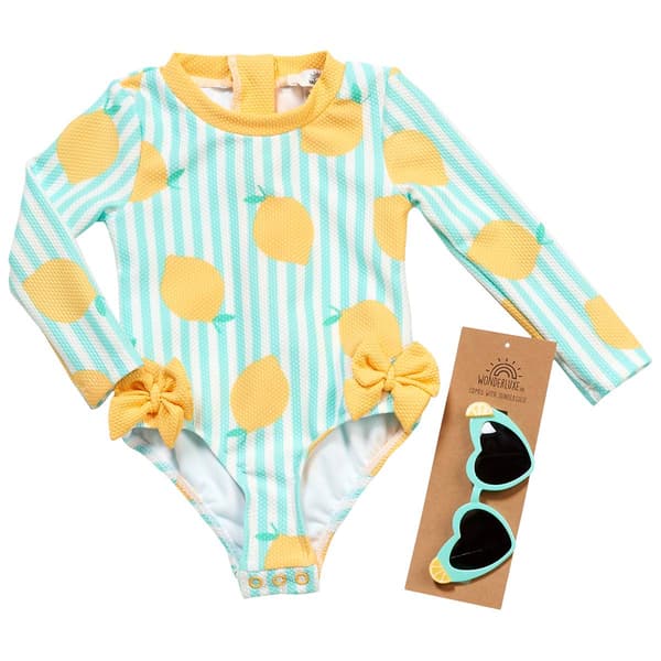Baby Girl (NB-9M) Wonderluxe Stripe Rashguard One Piece Swimsuit - image 