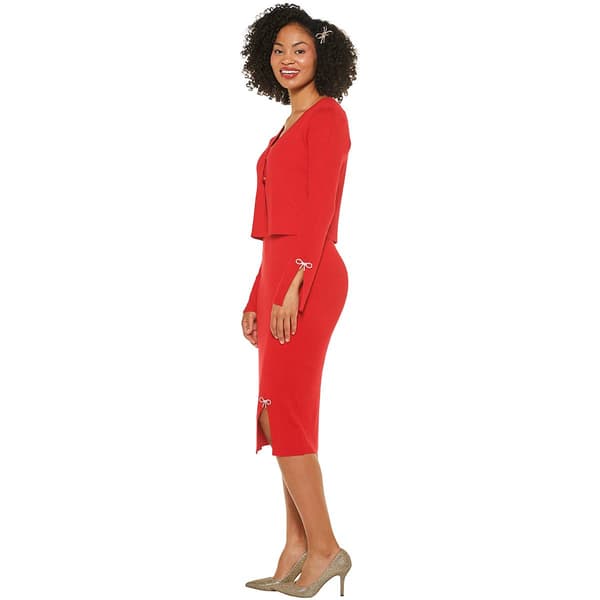 Womens Absolutely Famous Long Sleeve Sheath Dress with Cardigan