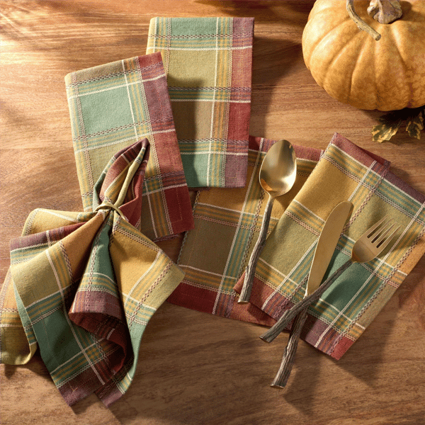 Threadmade Autumn Acres Plaid Napkins - Set of 8