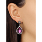 1928 Silver-Tone Purple Teardrop Clip Earrings - image 2