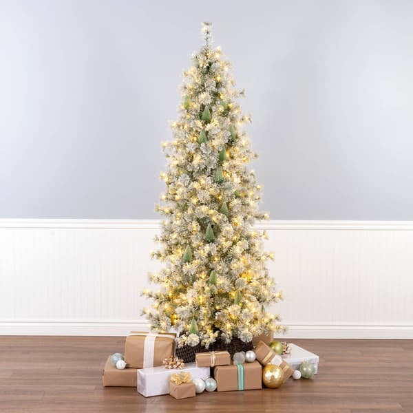 National Tree 7.5ft. Pre-Lit Artificial Snowy Christmas Tree