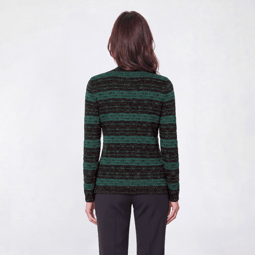 Womens Kasper Long Sleeve Textured Stripe Cardigan - image 