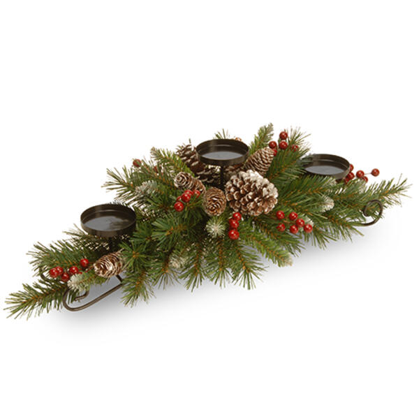 National Tree 30in. Frosted Centerpiece & Candle Holder - image 