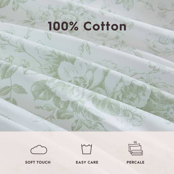 Laura Ashley Toile Delight 100% Cotton Floral Sheet Set