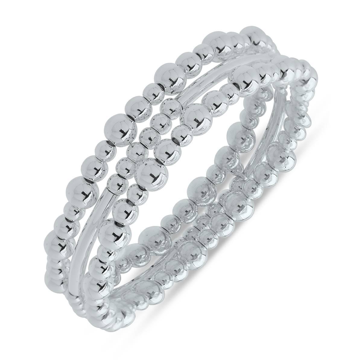 Nine West Nov Spring Box 2 Silver-Tone Beaded Stretch...