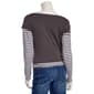 Juniors No Comment Boat Neck Top With Contrast Sleeves - Iron - image 3