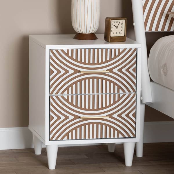 Baxton Studio Louetta Carved Contrasting Nightstand