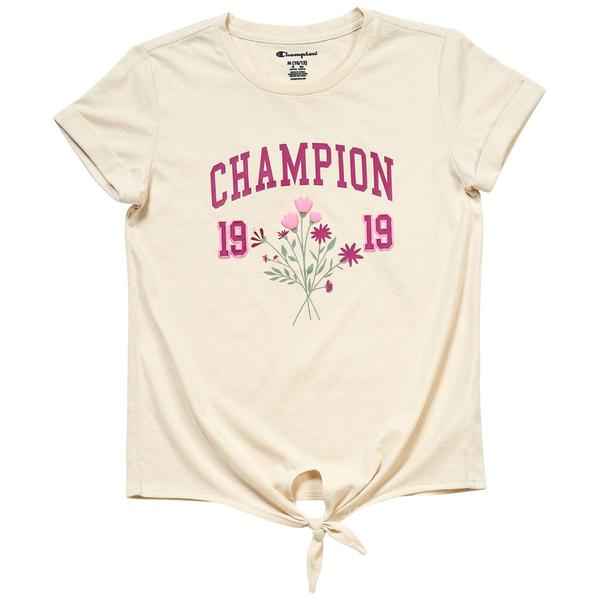 Girls (7-16) Champion® Short Sleeve Tie Front Flower Graphic Tee
