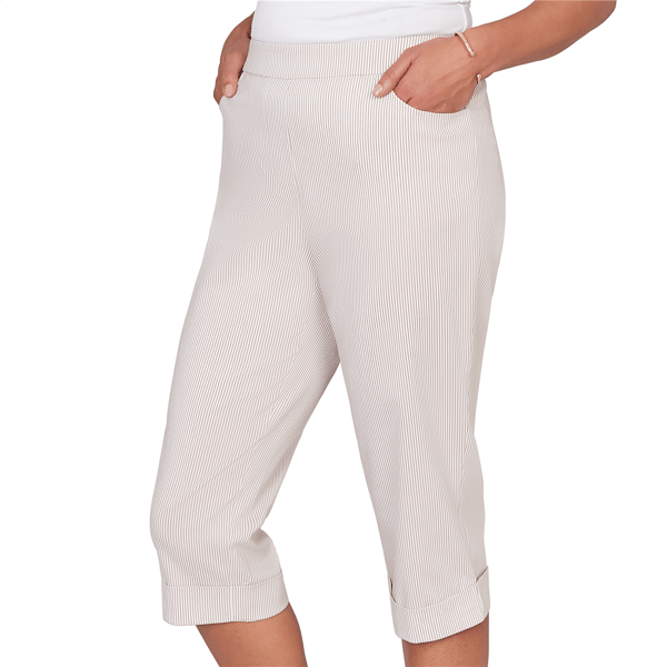 Womens Alfred Dunner Classics_S6 Stretch Stripe Clamdigger Capri