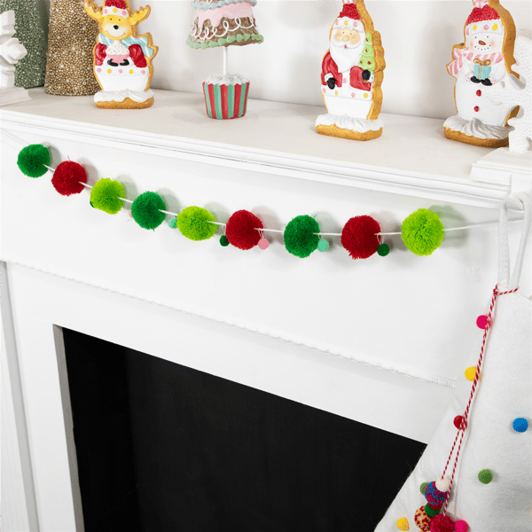 Northlight 4ft. Green & Red Pom Pom Christmas Garland