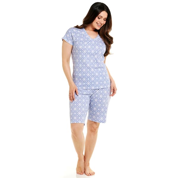 Womens Karen Neuburger Short Sleeve Medallion Geo Pajama Set