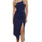 Juniors Emerald Sundae Satin One Shoulder Asymmetrical Midi Dress - image 3