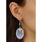 1928 Blue Oval Semi-Precious Filigree Drop Earrings - image 2