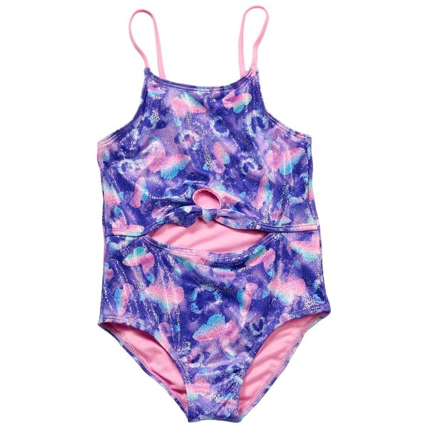 Girls (7-16) Pink Platinum® Butterfly Ombre Cutout 1pc. Swimsuit