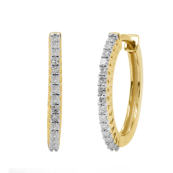 Nova Star&#40;R&#41; Gold Plated 1/4ctw Lab Grown Diamond Hoop Earrings - image 