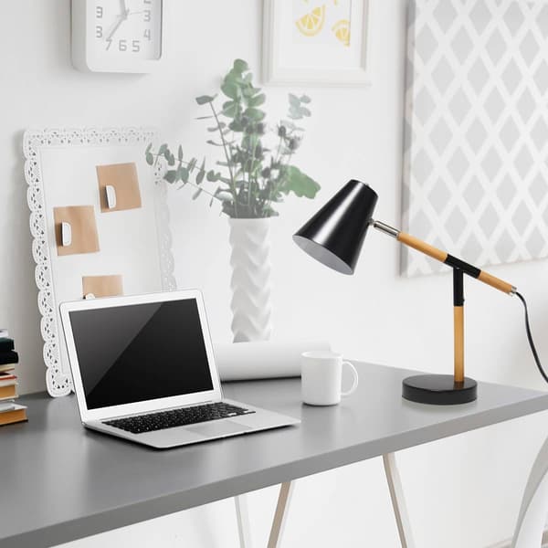 Simple Designs Matte Finish and Wooden Pivot Desk Lamp
