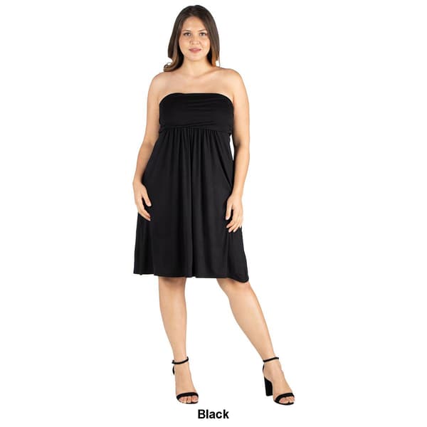 Plus Size 24/7 Comfort Apparel Empire Waist Strapless Mini Dress