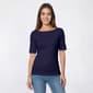Petite Preswick & Moore(R) Elbow Sleeve Boat Neck Tee with Buttons - image 1