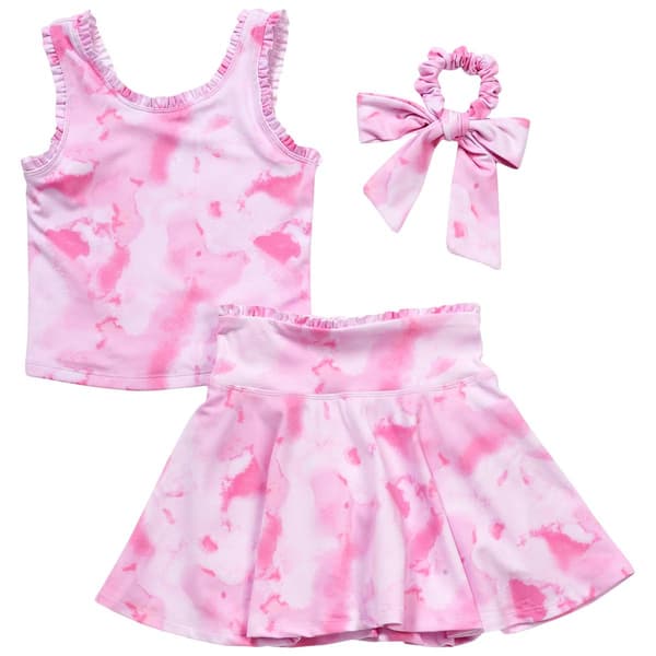 Girls (7-12) Yogalicious Pleated Tie Dye Tank Top with Skort Set - image 