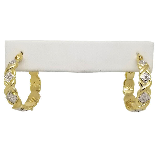 Accents by Gianni Argento Gold Diamond Accent XO Hoop Earrings - image 
