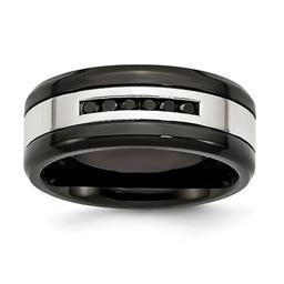 Mens Gentlemen's Classics(tm) Black Diamond 9mm Wedding Band