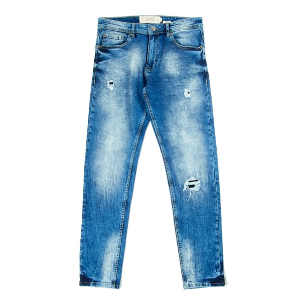 Young Mens Akademiks 5 Pocket Rip Repair Denim Jeans