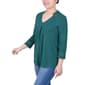 Womens NY Collection 3/4 Sleeve Split Neck Crochet Trim Blouse - image 3