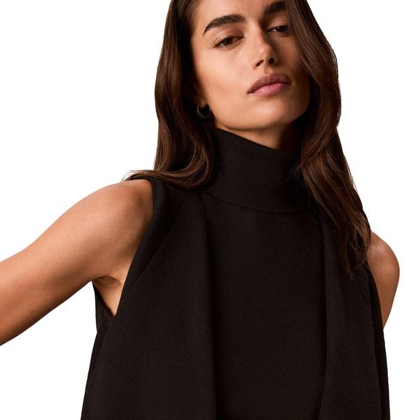 Womens Calvin Klein Sleeveless Turtleneck Draped Front Sweater
