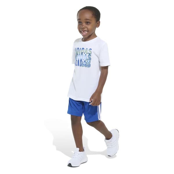 Boys (4-7) adidas® Short Sleeve Tee & Shorts Set - White/Blue