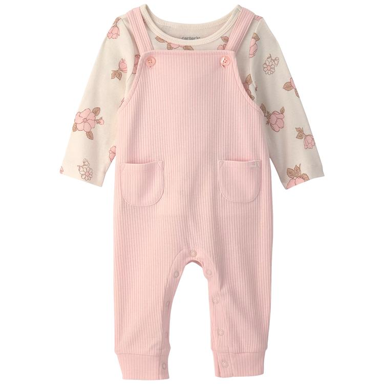 Baby Girl (NB-12M) Carter''s 2pc. Overall Set - Pink/Ivory