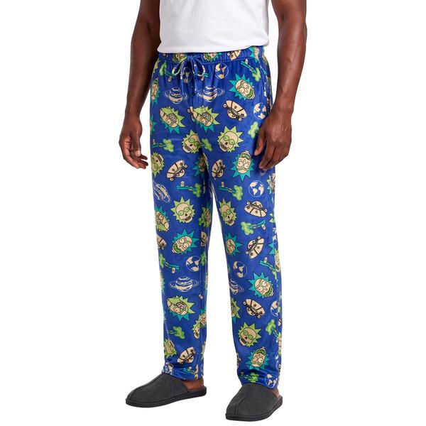 Mens Rick & Morty Retro Silky Fleece Pajama Pants - image 