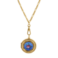 1928 28in. Gold-Tone Pink Flower Decal Locket Necklace - image 1