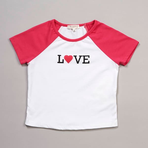 Girls (7-16) No Comment Love Heart Short Sleeve Raglan Tee - image 