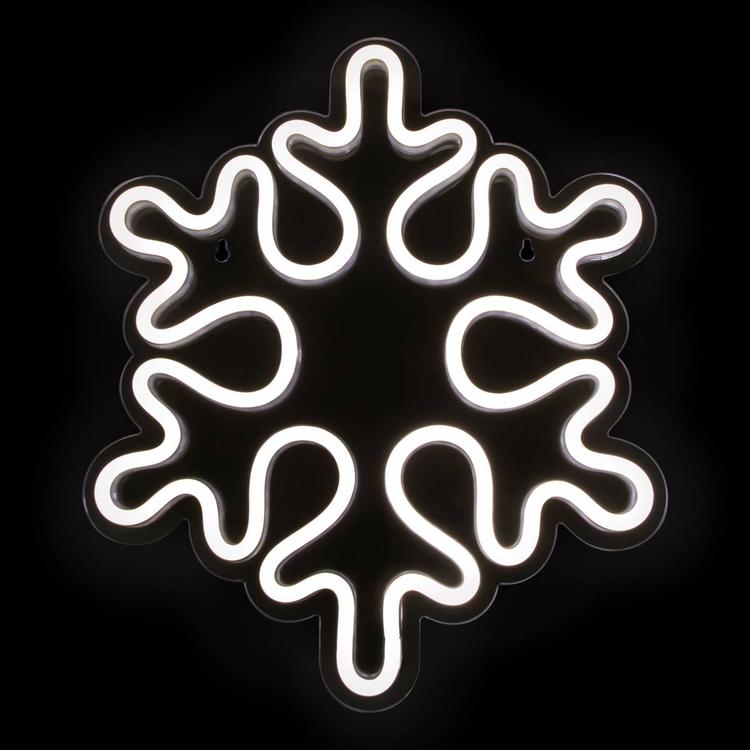 15 White LED Lighted Neon Style Snowflake Christmas Window Silho