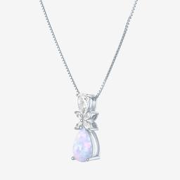 Gemstone Classics™ Silver Lab Grown Opal & Sapphire Pendant