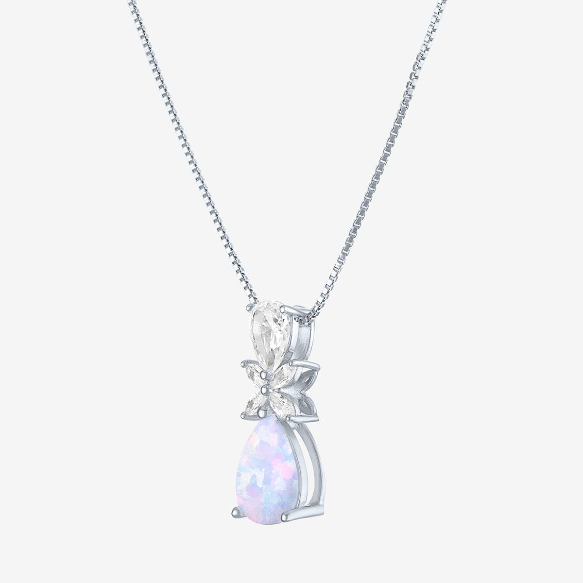 Gemstone Classics™ Silver Lab Grown Opal & Sapphire Pendant