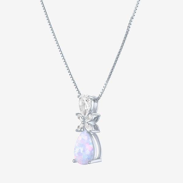 Gemstone Classics™ Silver Lab Grown Opal & Sapphire Pendant