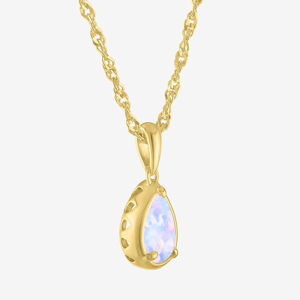 Gemstone Classics™ Lab Grown Opal Gold over Silver Pear Pendant