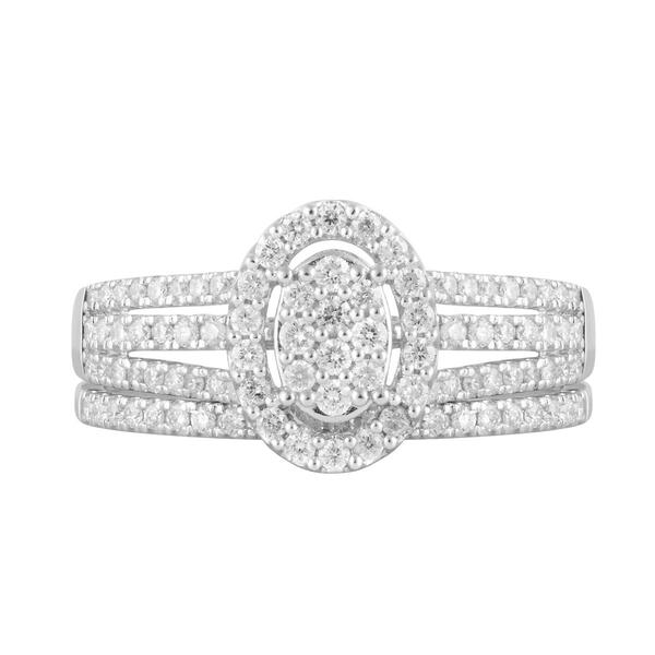 Nova Star&#174; Sterling Silver Lab Grown Diamond Bridal Ring Set