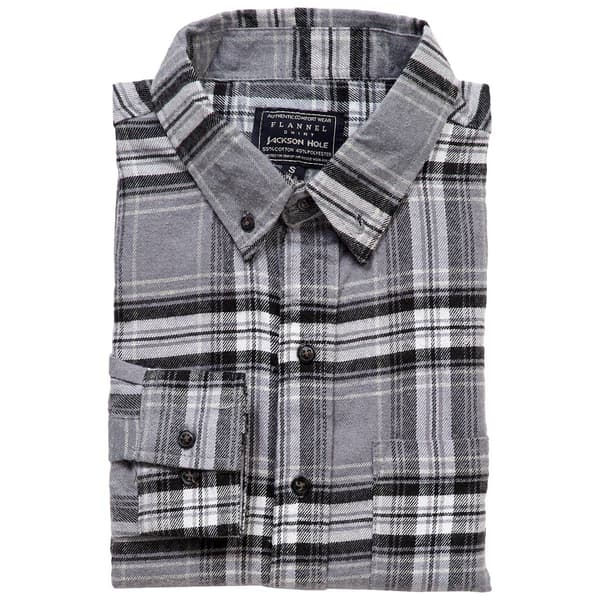 Mens Jackson Hole Long Sleeve Flannel Shirt - Steel Grey/White - image 