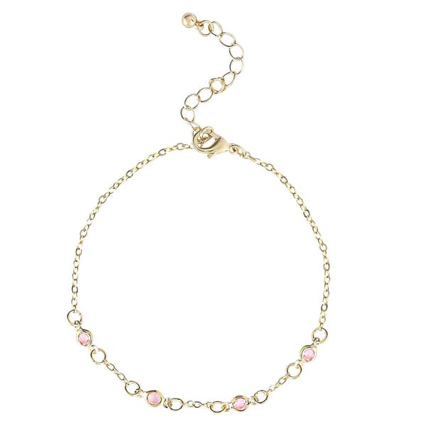 Jessica Simpson Figaro Chain Heart & Pink Rhinestone Anklet Set
