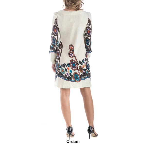 Womens 24/7 Comfort Apparel Floral Long Sleeve Shift Dress