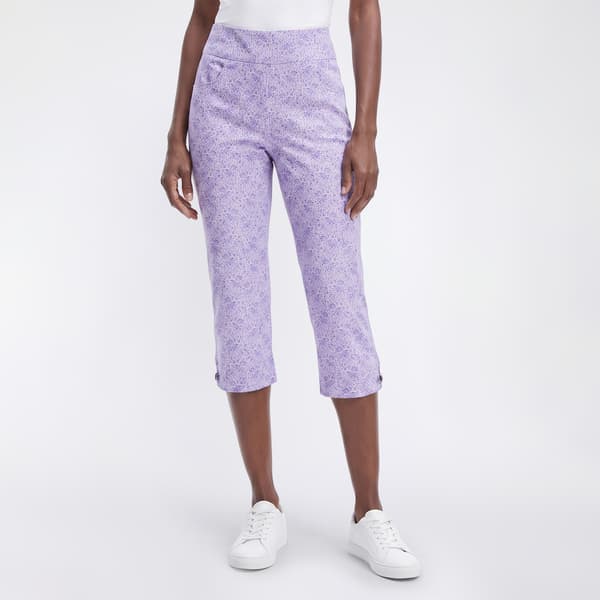 Womens Napa Valley Ditsy Floral Super Stretch Tab Hem Capris