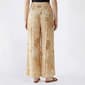 Juniors Pink Rose Gauze Print Smock Waist Wide Leg Pant- Cream - image 3