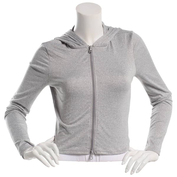 Juniors No Comment Fleece Back 2 Way Zip Thumbhole Hoodie - image 