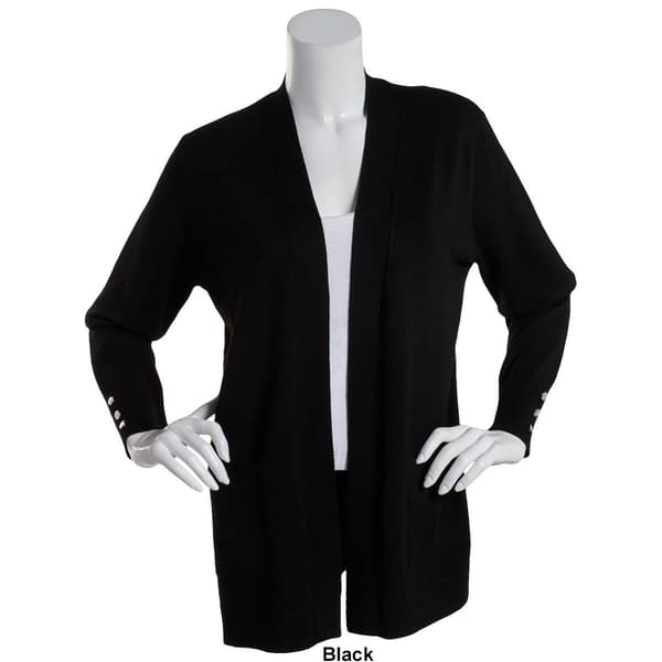 Womens 89th & Madison Long Sleeve Open 2 Pocket Cardigan