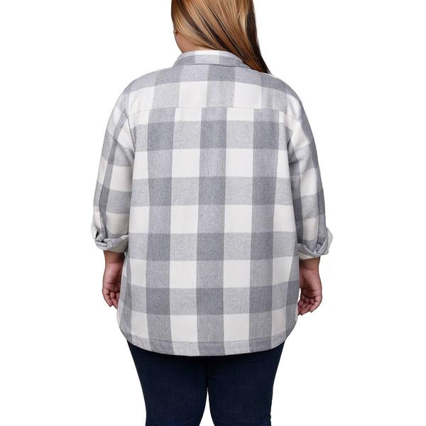 Plus Size Mountain Ridge Long Sleeve Twill Checkered Shacket