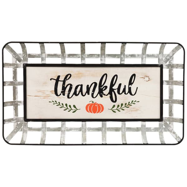 Northlight 24in. Pumpkin Thankful Serving Tray Wall Decor