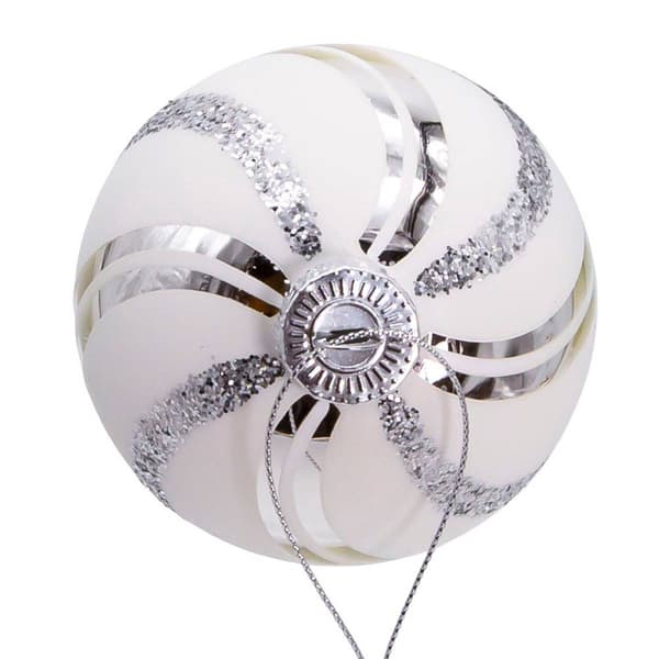 Kurt Adler 6pc. Glass White Glittered Swirl Ball Ornament